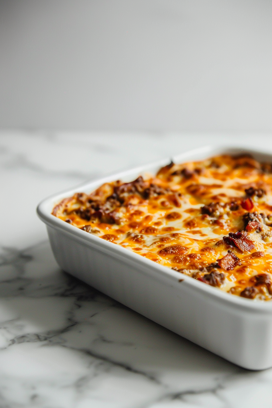 Keto Ground Beef and Bacon Burger Casserole Baked
