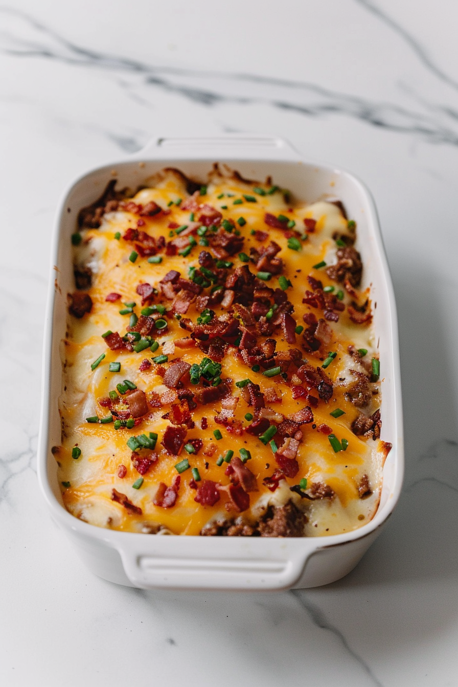 Keto Ground Beef and Bacon Burger Casserole