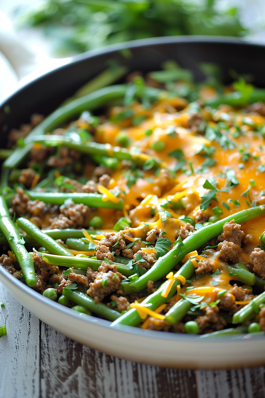 Keto Ground Beef and Green Bean Skillet