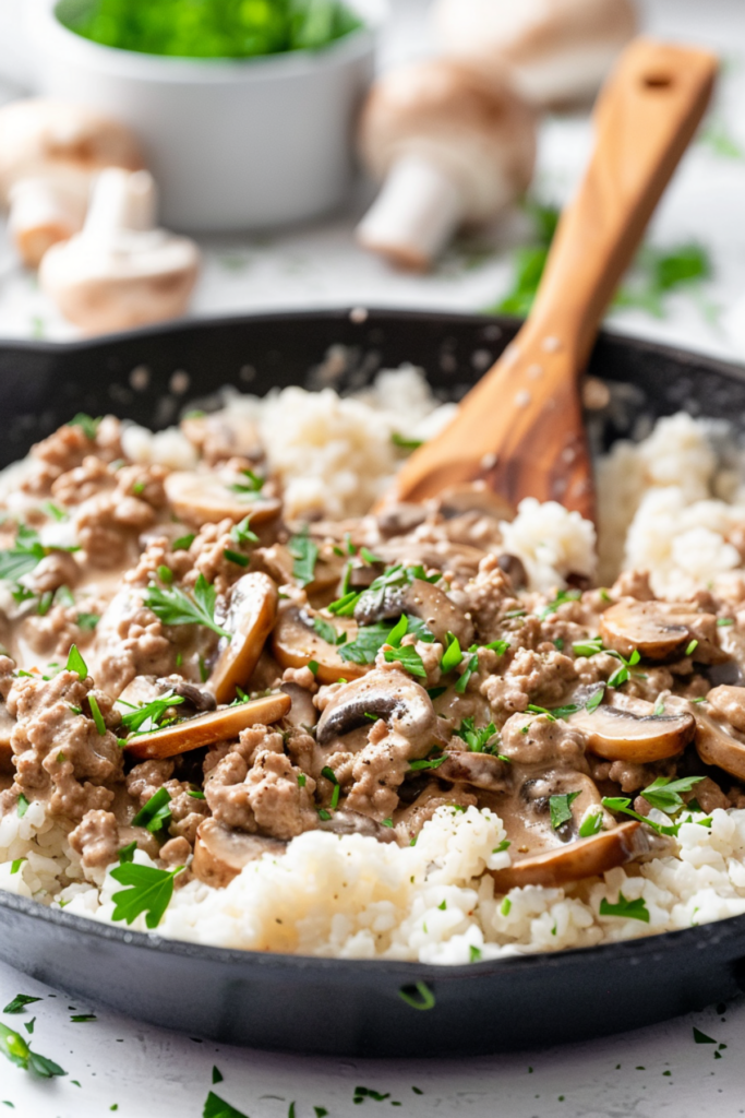 Keto Ground Beef Stroganoff with Mushroom_001