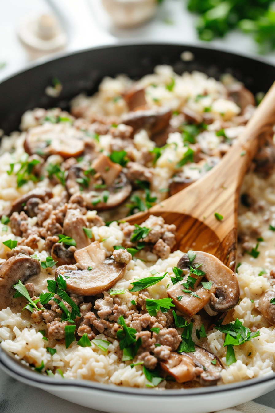Keto Stroganoff Garnished with Parsley