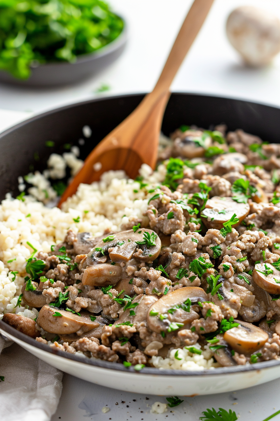 Keto Ground Beef Stroganoff with Mushroom