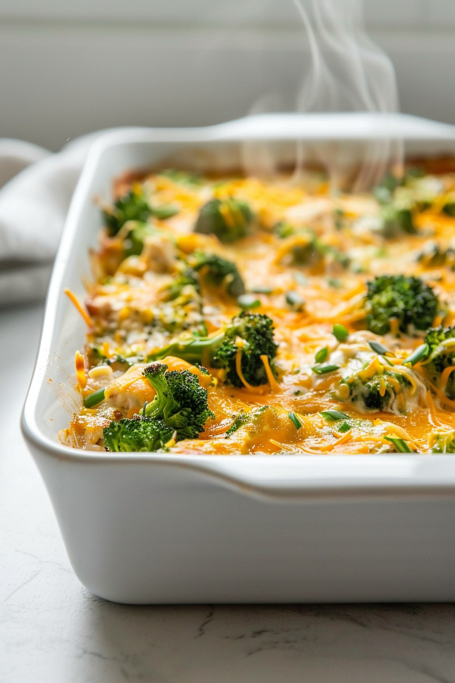 Keto Ground Chicken and Broccoli Cheese Bake Finished