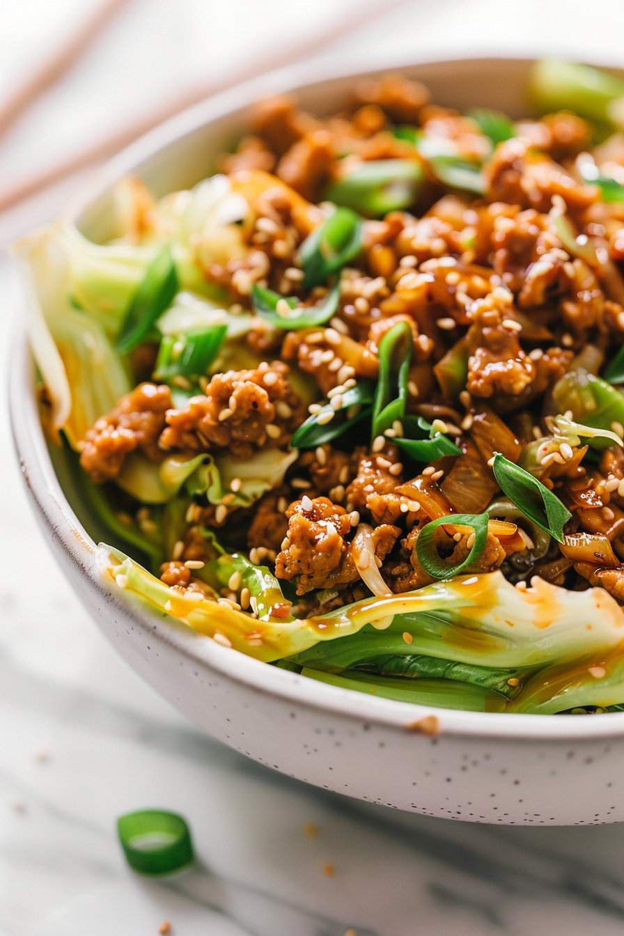 Keto Ground Chicken and Cabbage Stir Fry Ready to Serve