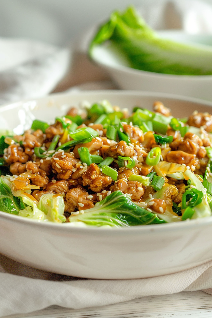 Keto Ground Chicken and Cabbage Stir Fry with Ginger Sauce