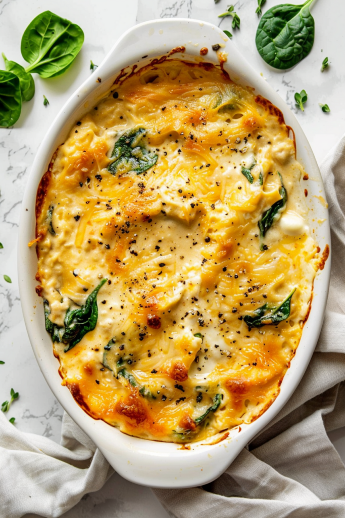 Keto Ground Chicken and Spinach Alfredo Casserole_001