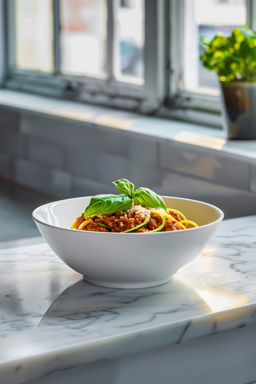 Keto Ground Chicken Bolognese with Zucchini Noodles