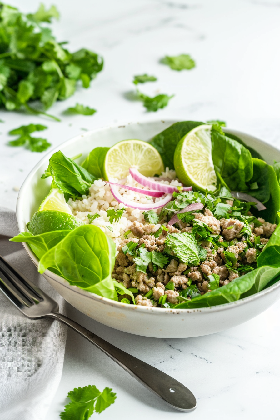 Keto Ground Chicken Larb Salad