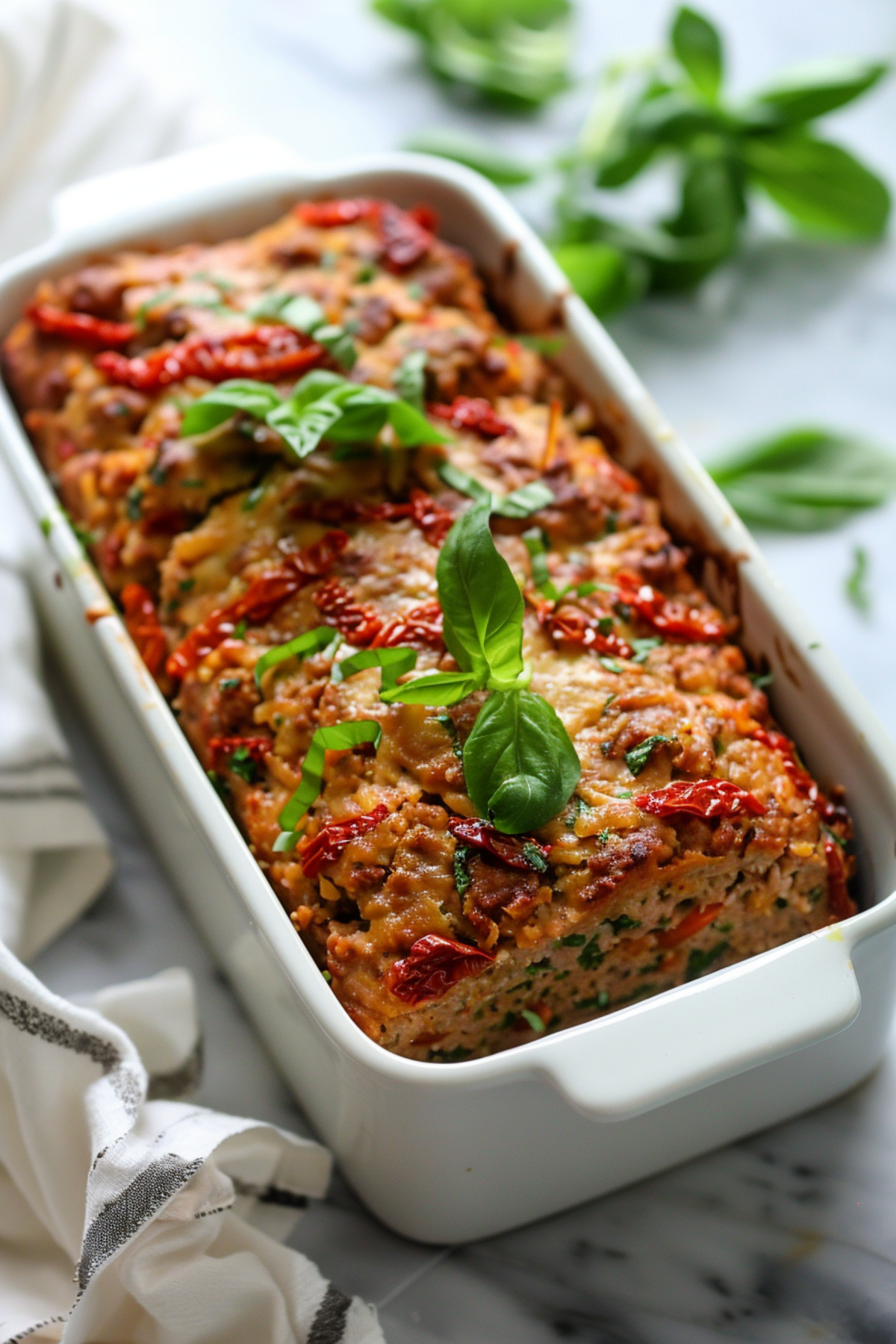 Keto Ground Chicken Meatloaf with Sun-Dried Tomatoes and Basil_001