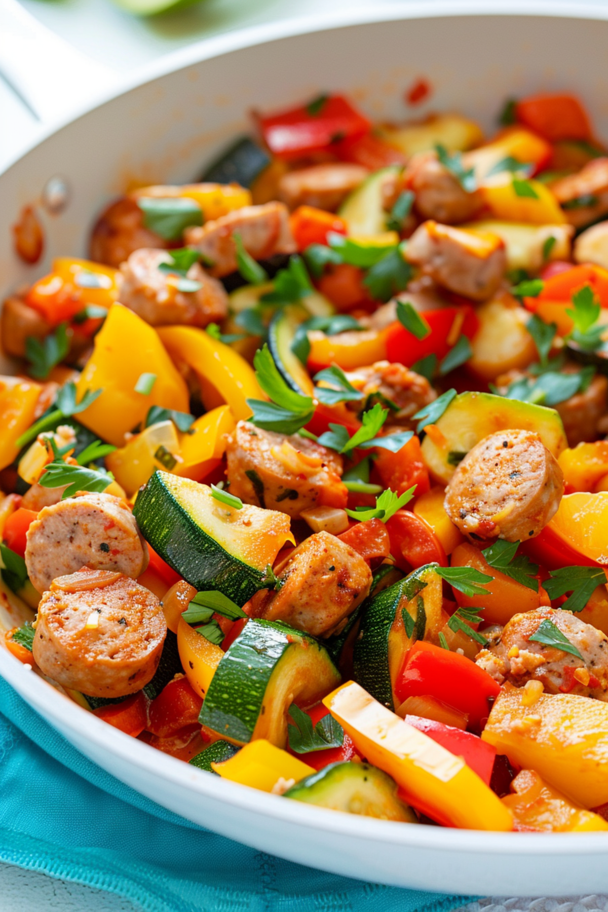 Keto Ground Chicken Sausage and Vegetable Skillet_001