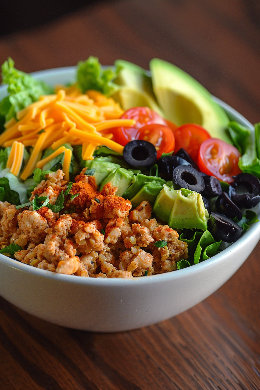 Keto Ground Chicken Taco Salad with Dressing