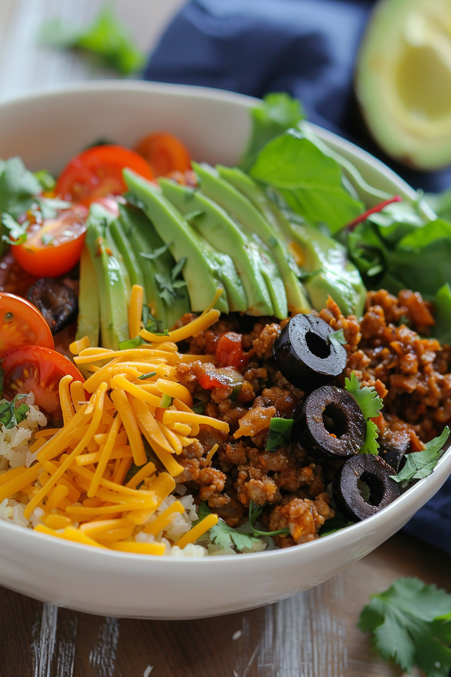 Preparing Keto Ground Chicken Taco Salad