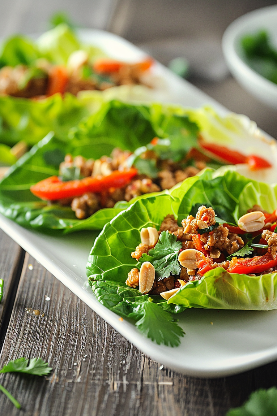Keto Ground Chicken Thai Lettuce Wraps