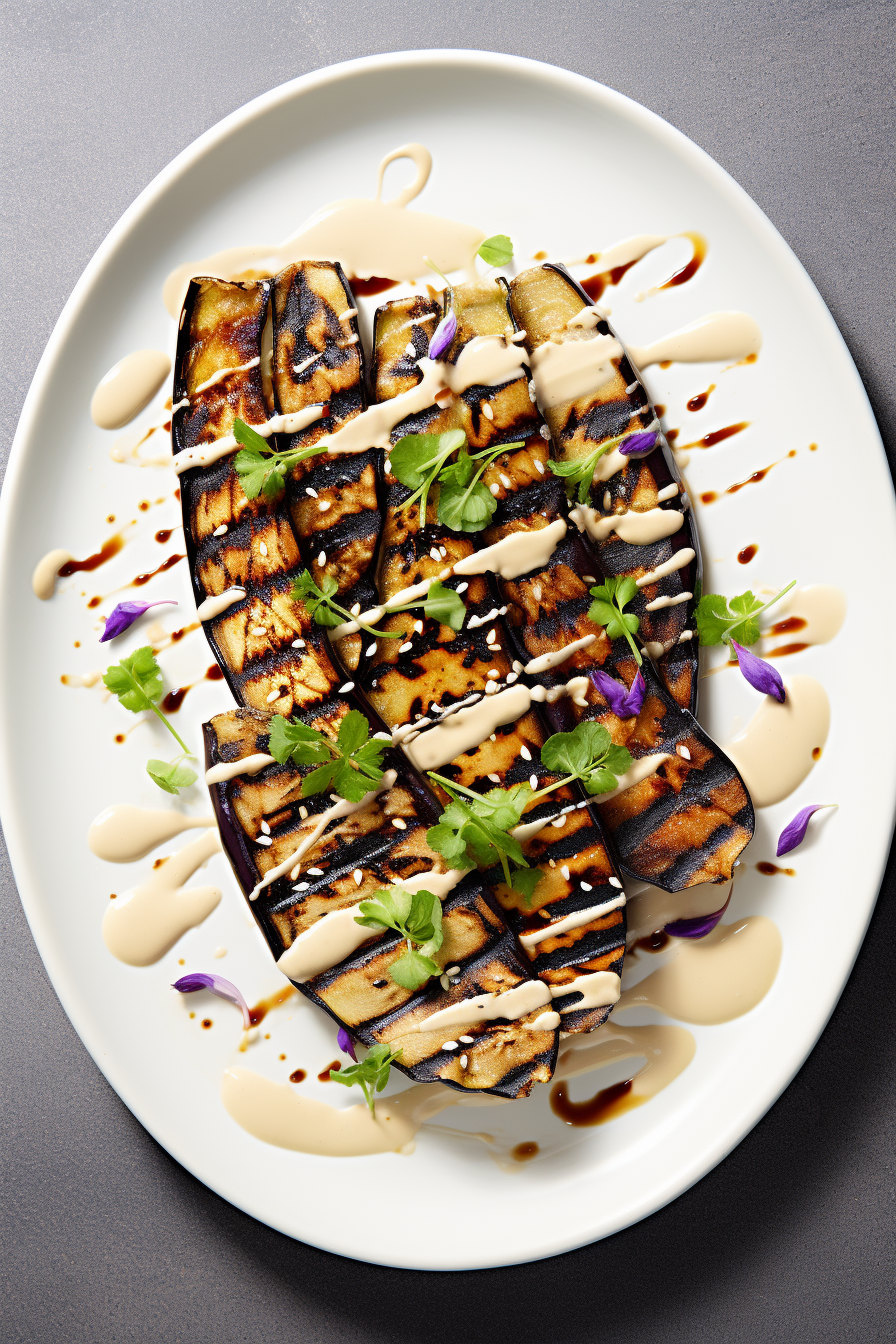 Keto Japanese Grilled Eggplant Served with Miso Aioli