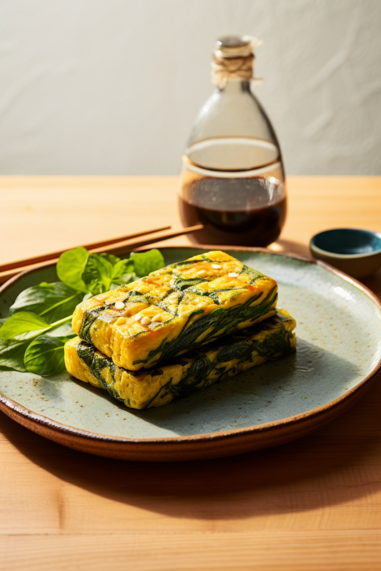 Keto Japanese Style Omelette (Tamagoyaki) with Spinach_001
