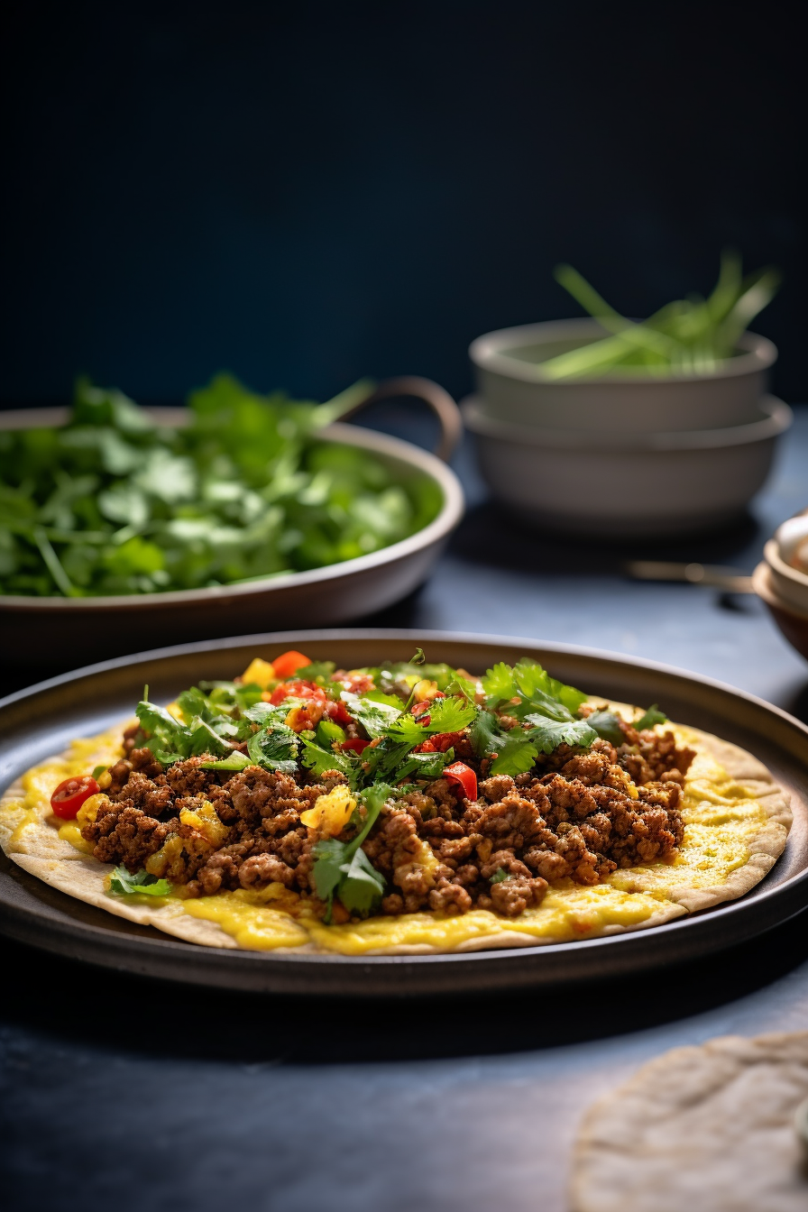 Cooked Keto Keema with Almond Flour Roti