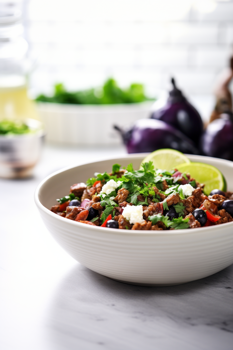 Keto Lamb and Eggplant Chili Ready to Serve