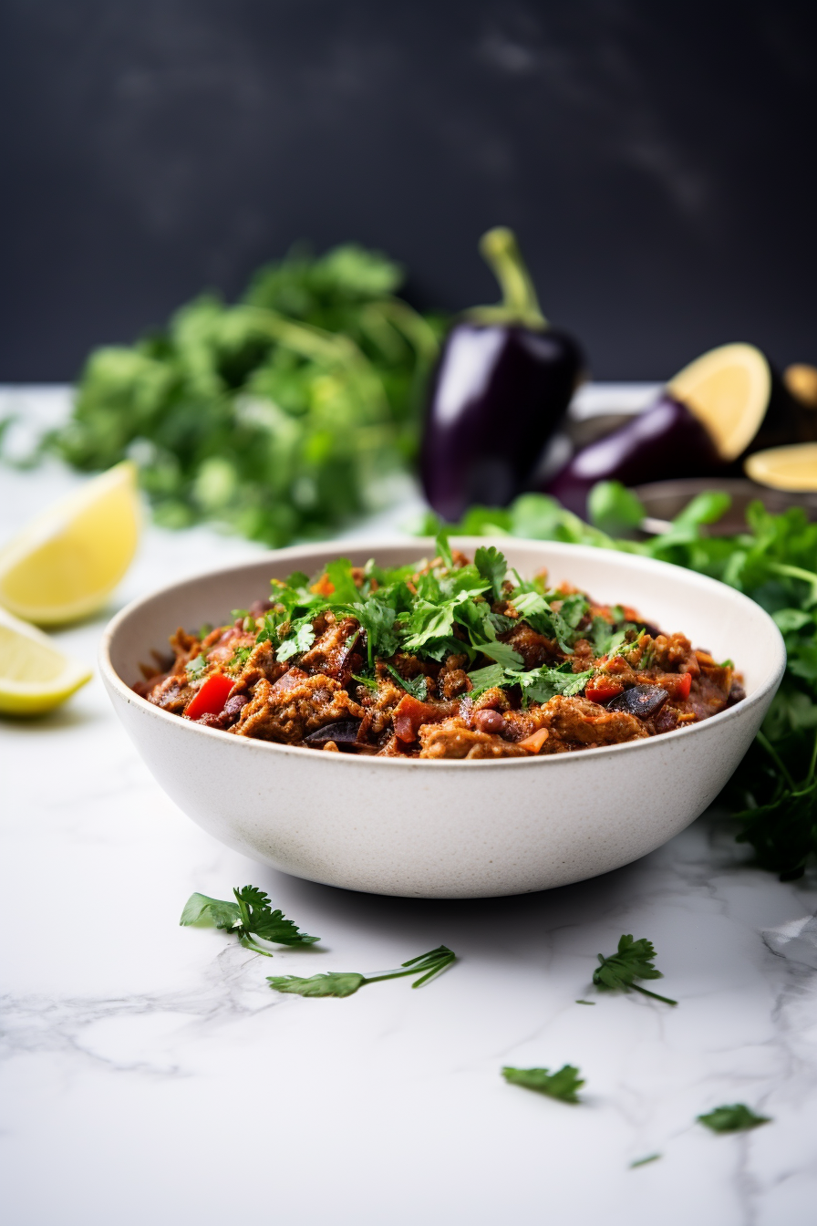 Preparing Keto Lamb and Eggplant Chili