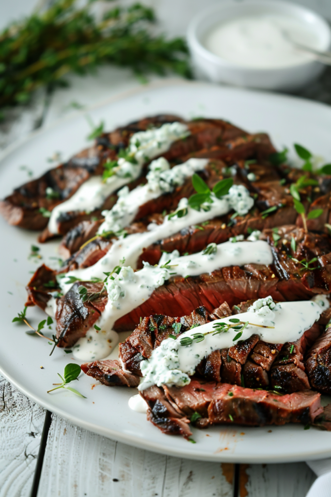 Keto London Broil with Blue Cheese Sauce_001