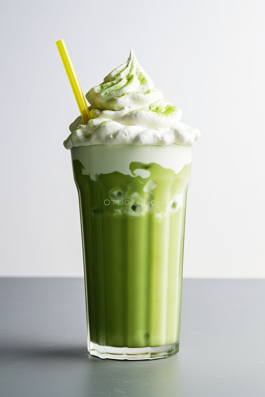 Keto Matcha Green Tea Whipped Cream Iced Latte Served