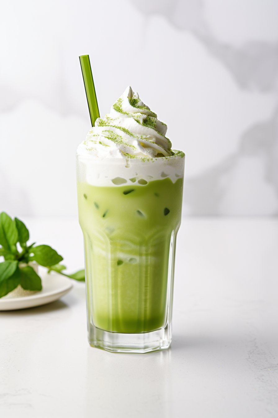 Preparing Keto Matcha Green Tea Whipped Cream Iced Latte