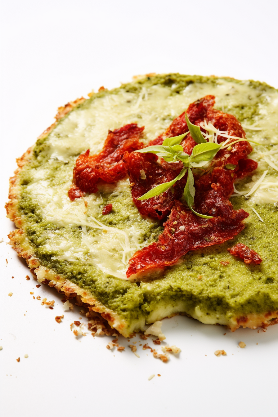 Keto Pesto and Sun-Dried Tomato Pizza Preparation