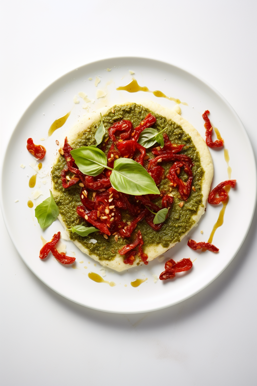 Keto Pesto and Sun-Dried Tomato Pizza
