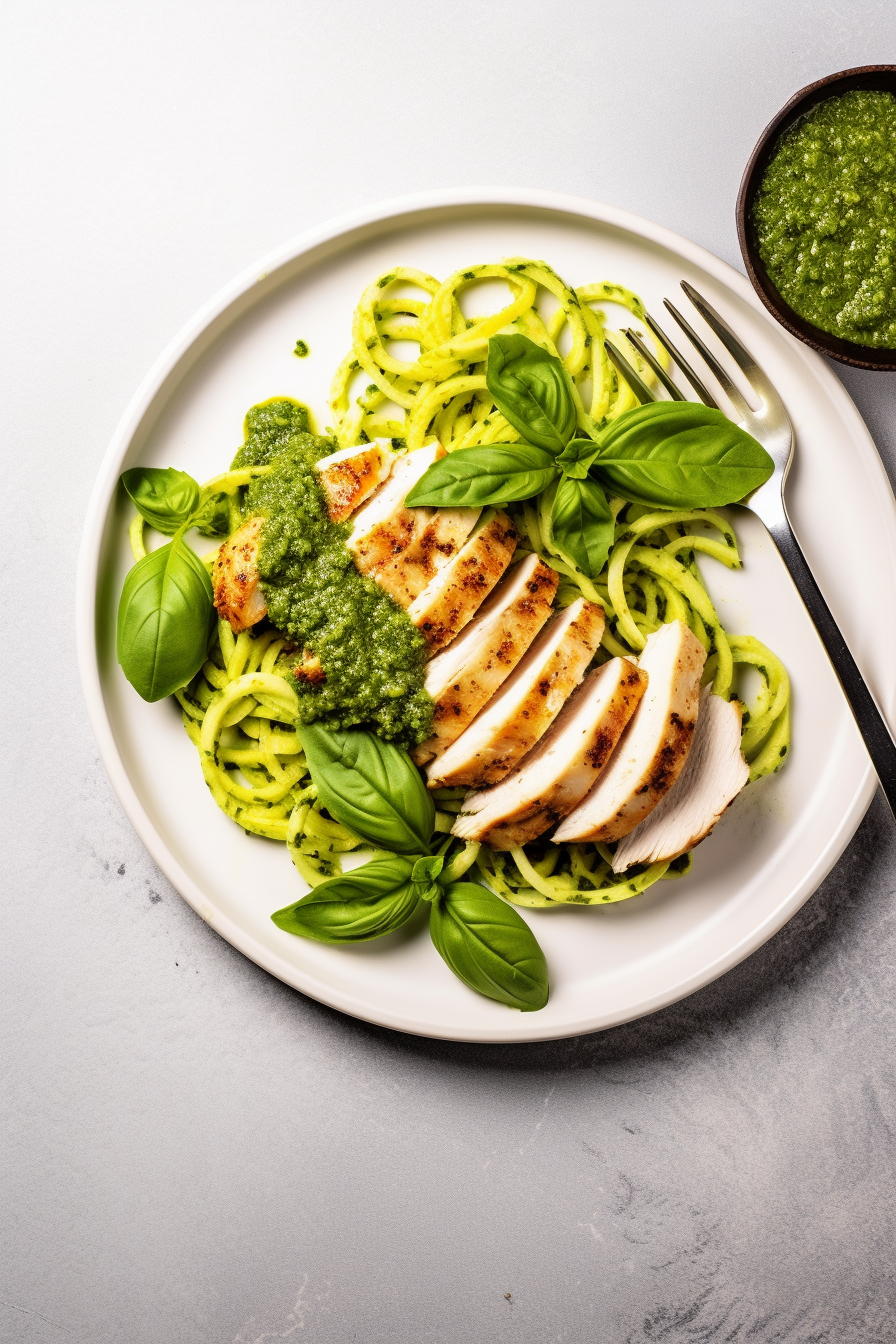 Keto Pesto Chicken Breast with Zoodles
