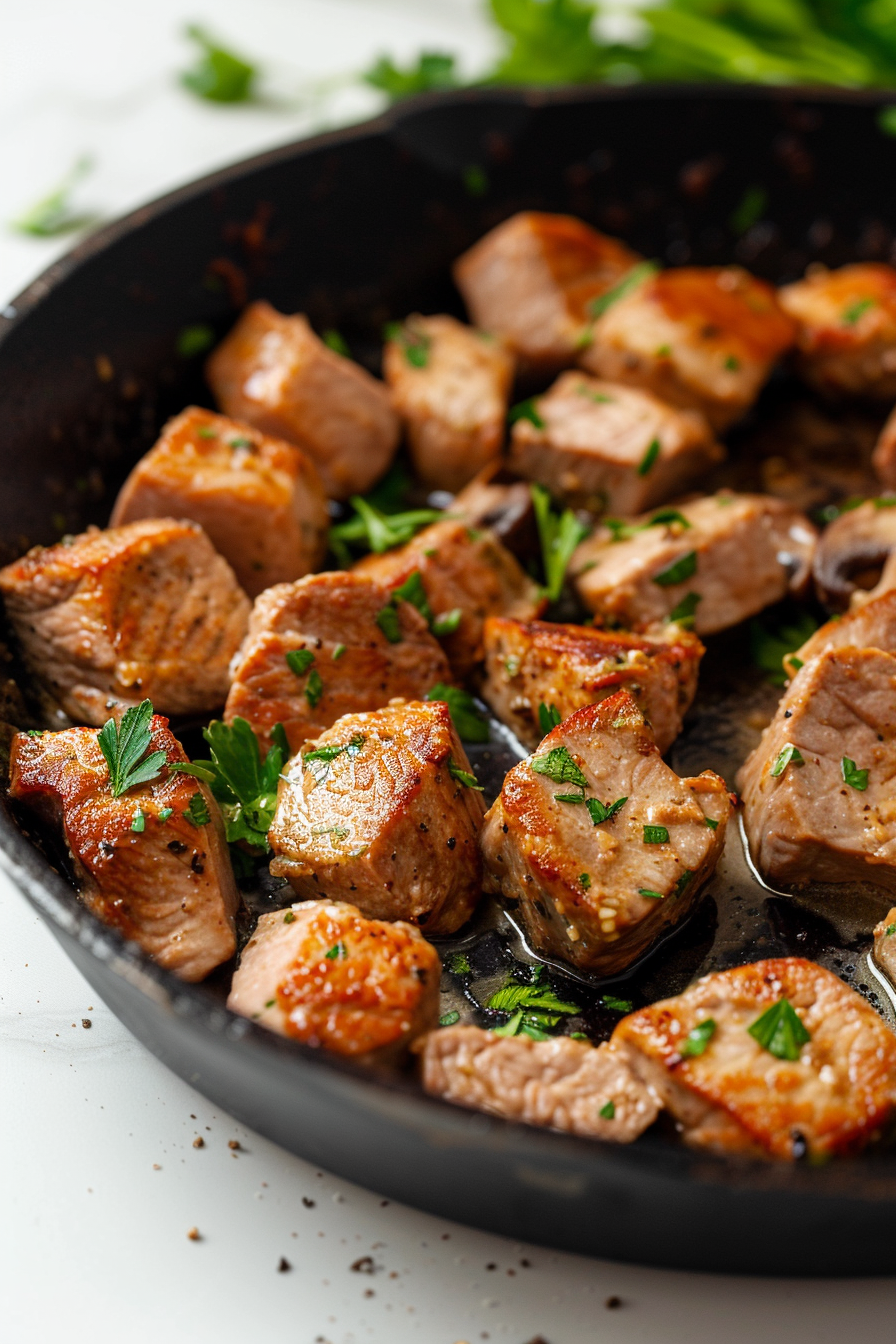 Keto Pork and Mushroom Skillet Cooking