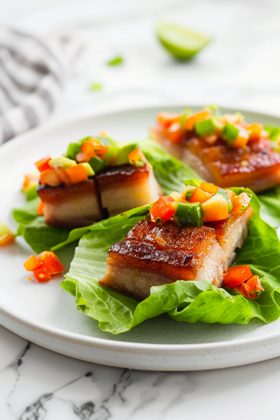 Keto Pork Belly Tacos Ready to Serve