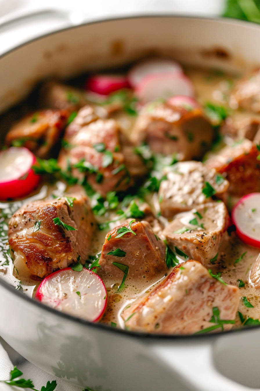 Keto Pork Stew with Radishes as Potatoes