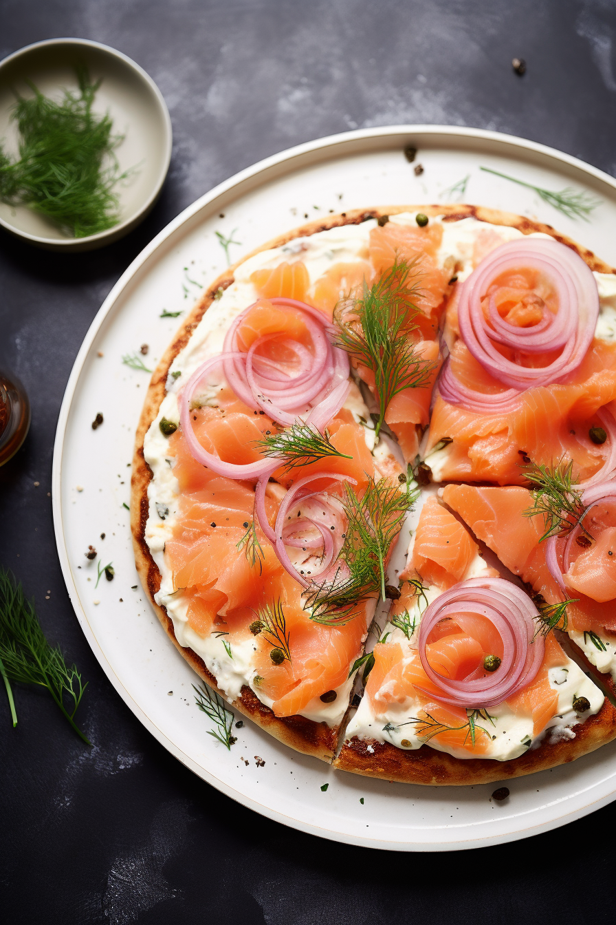 Keto Salmon and Cream Cheese Pizza Ready to Serve