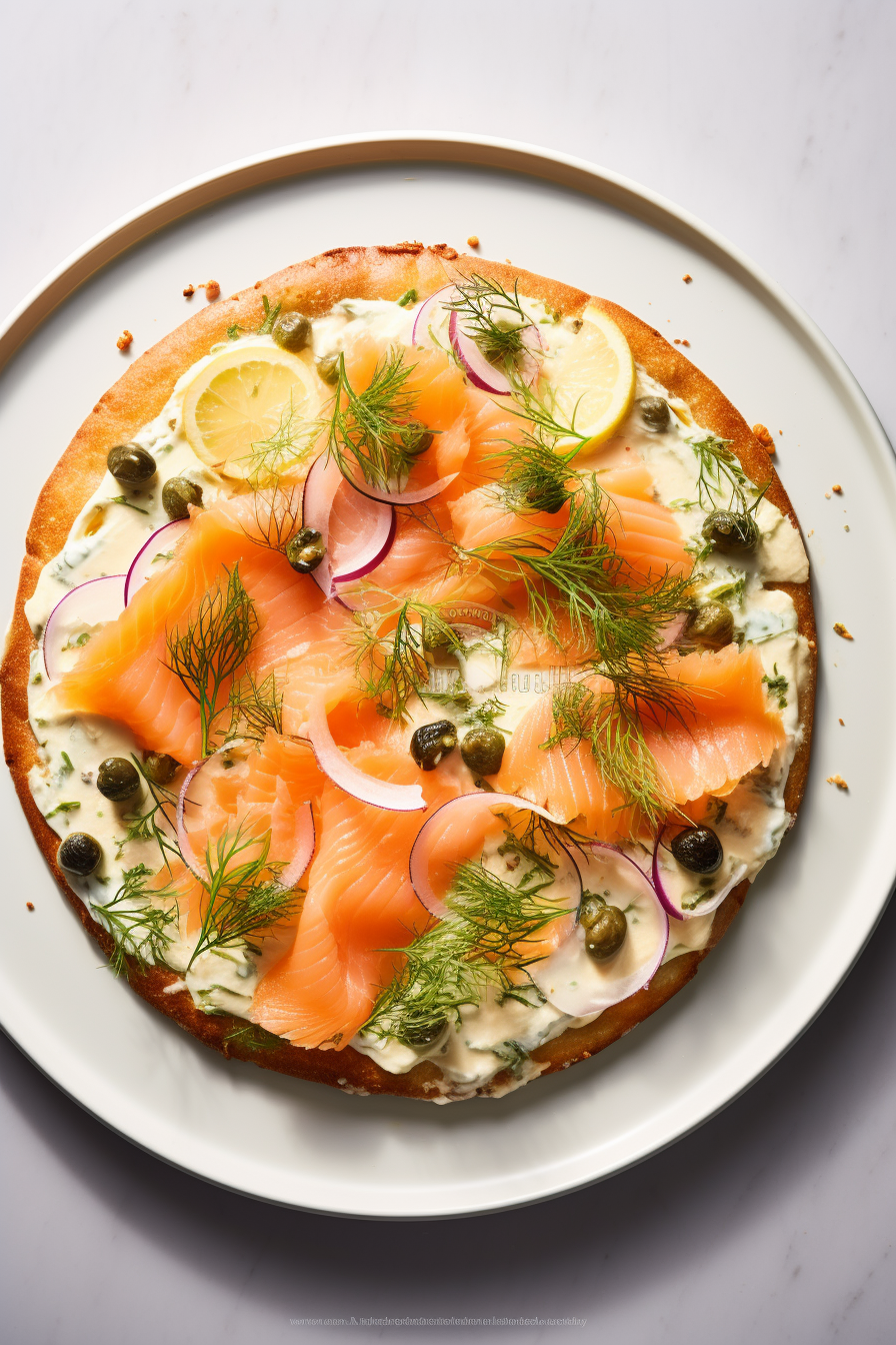 Preparing Keto Salmon and Cream Cheese Pizza