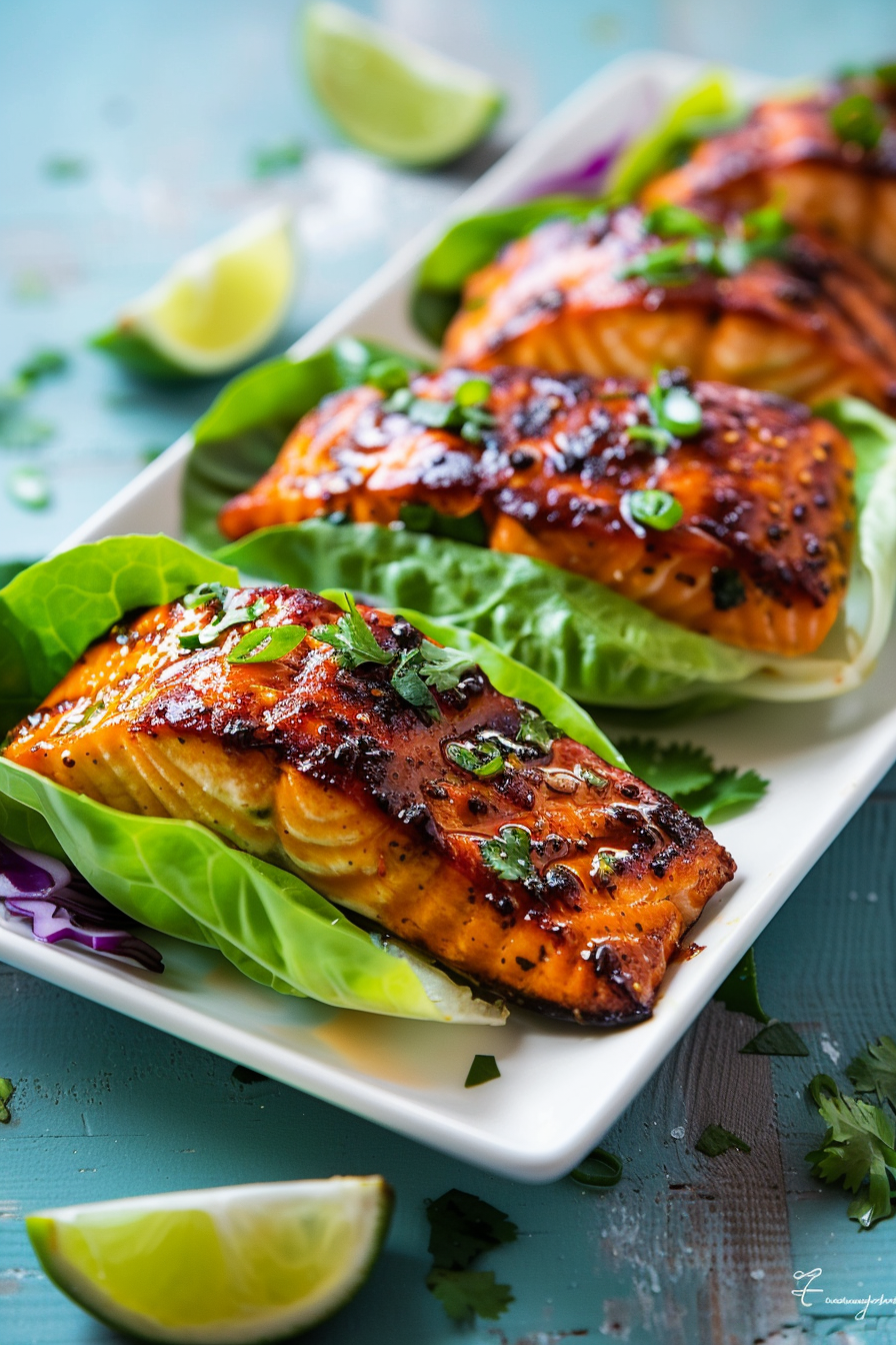 Keto Salmon Tacos with Cilantro-Lime Slaw