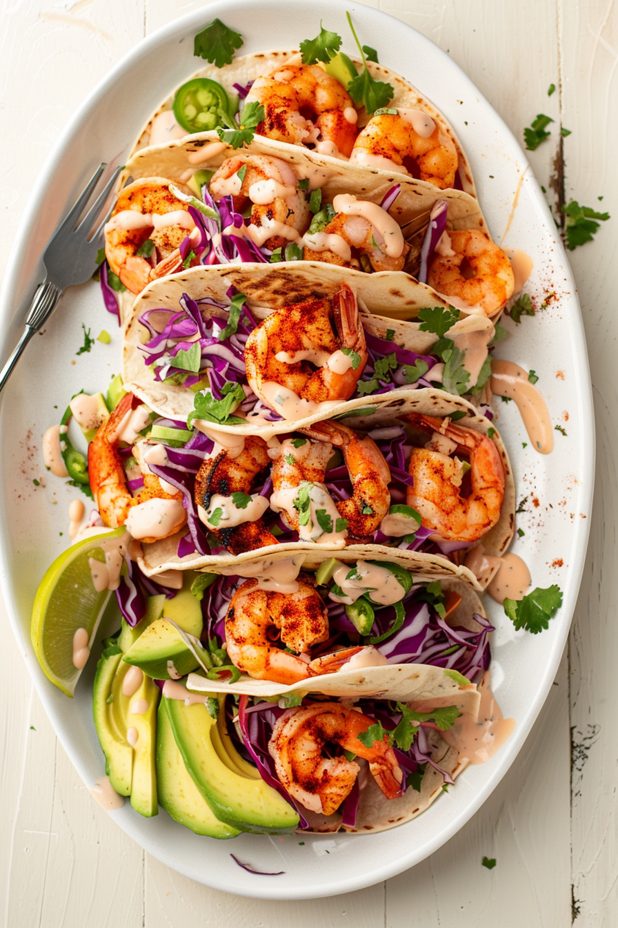 Keto Shrimp Tacos with Spicy Lime Crema