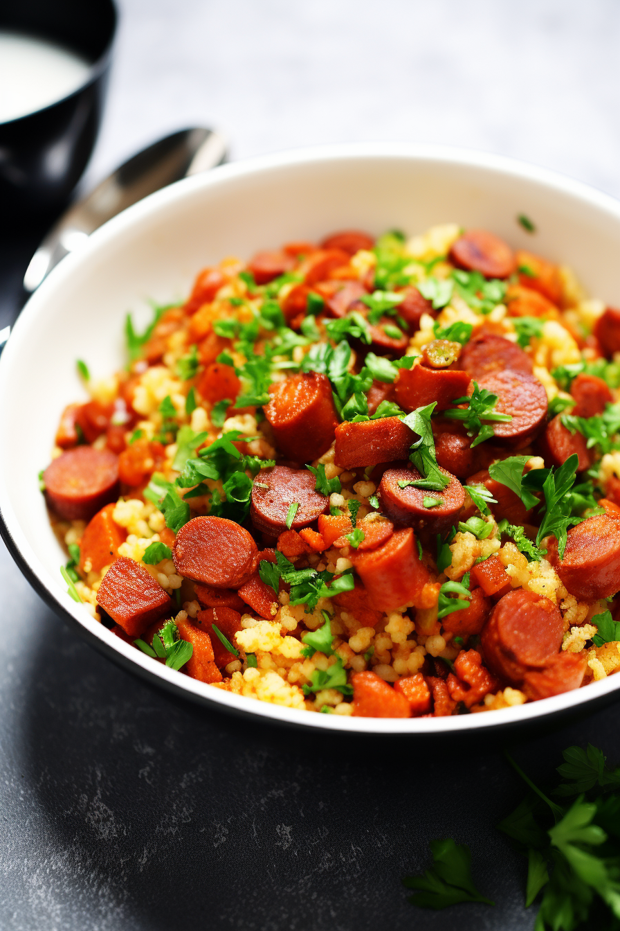 Ingredients for Keto Spanish Cauliflower Rice with Chorizo