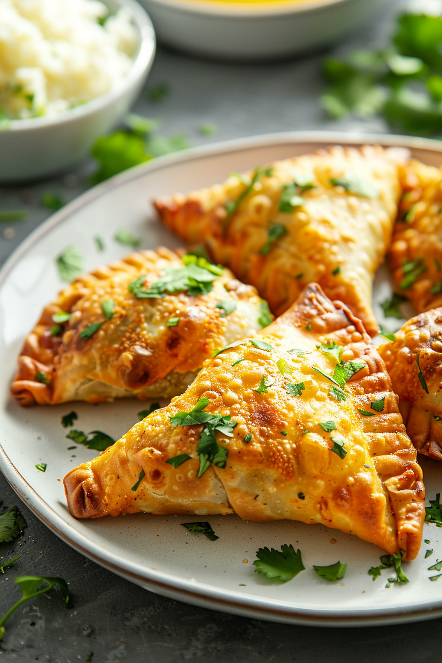 Keto Spicy Ground Chicken Samosas with Almond Flour Dough