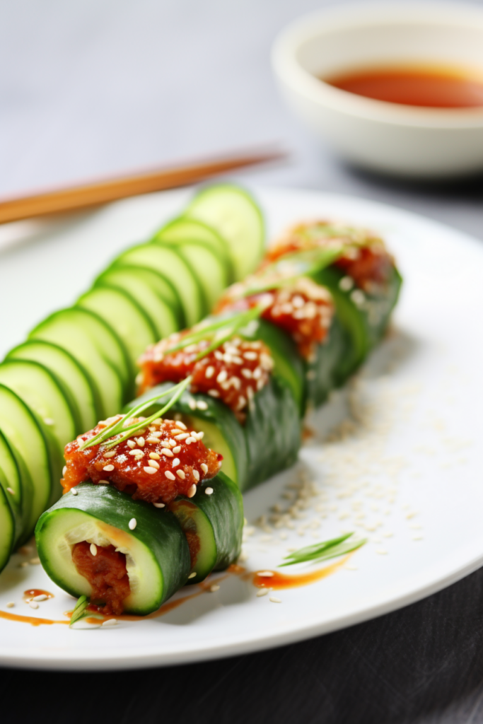 Keto Spicy Tuna Rolls with Cucumber Wraps_001