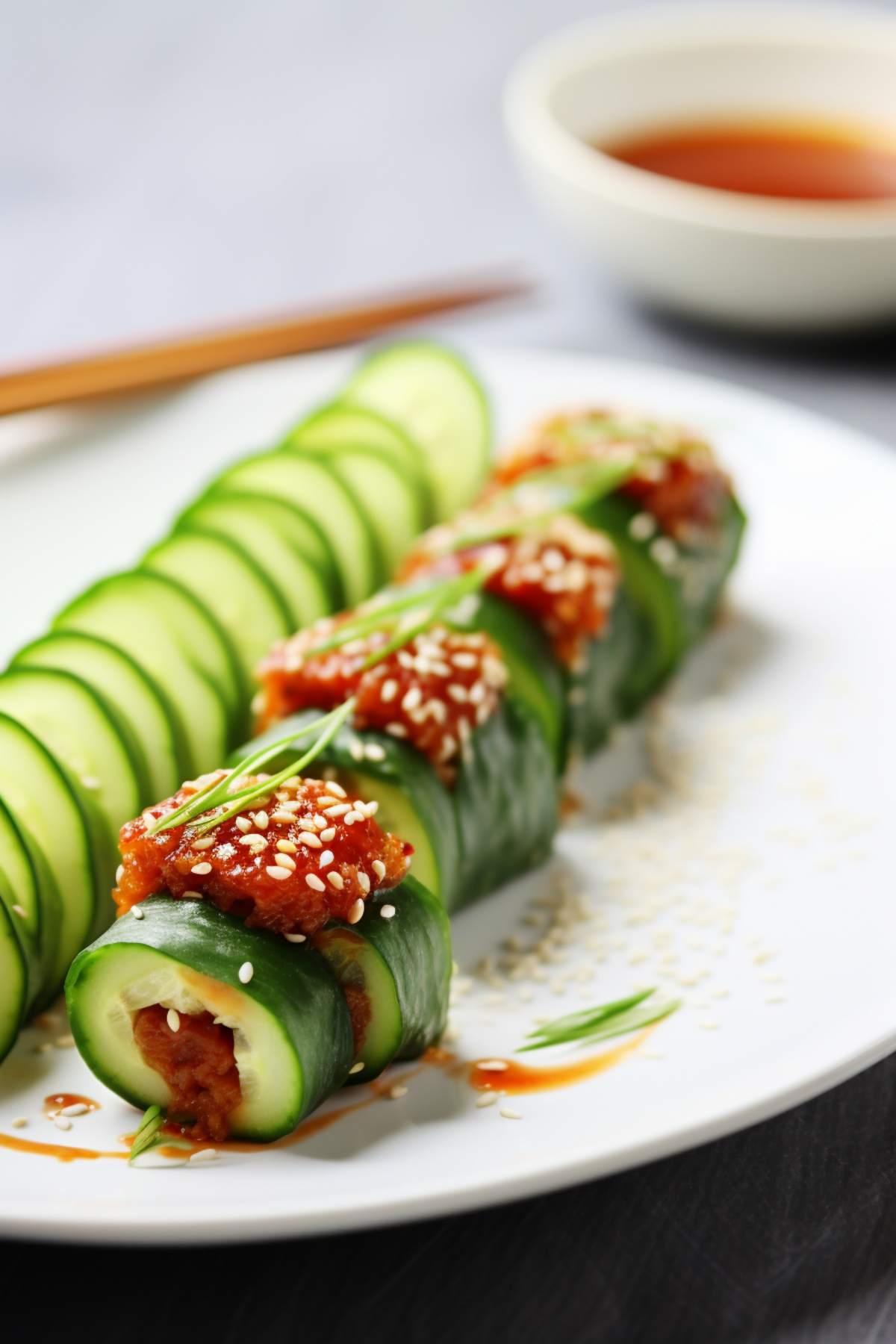 Keto Spicy Tuna Rolls with Cucumber Wraps_001