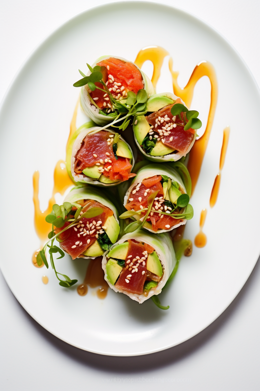 Preparing Keto Spicy Tuna Rolls