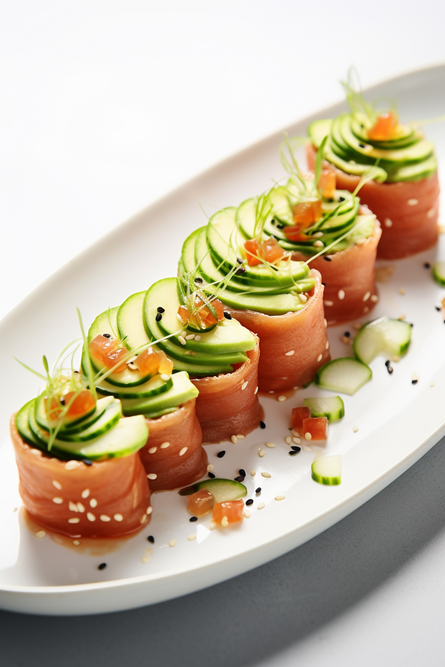 Keto Spicy Tuna Rolls with Cucumber Wraps
