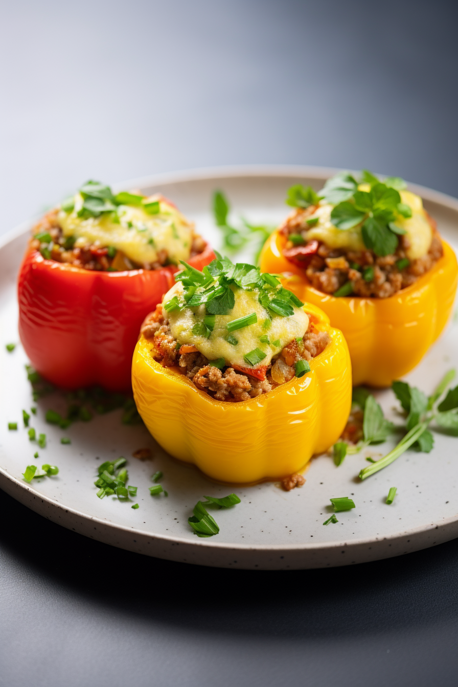 Preparing Keto Stuffed Peppers