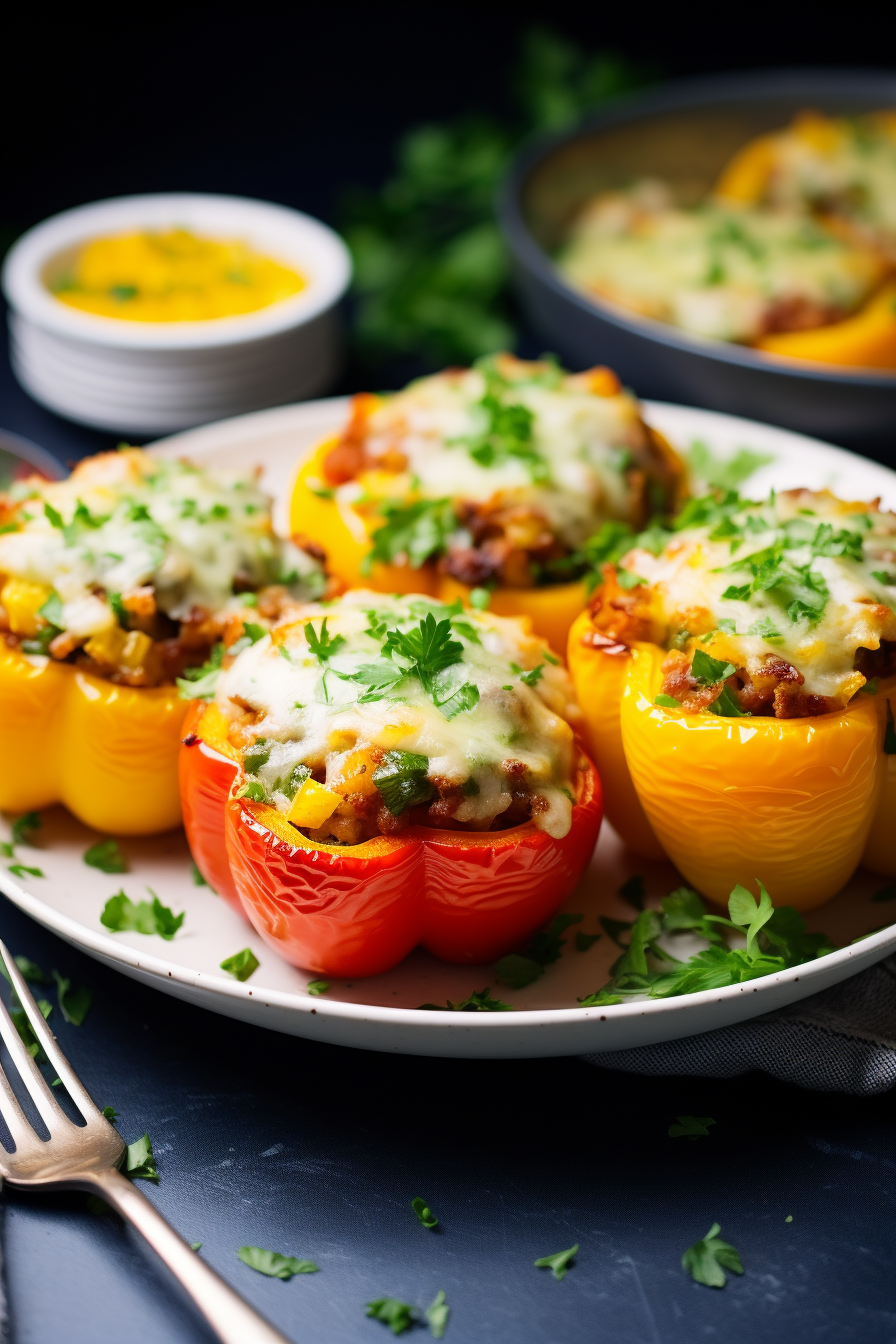Keto Stuffed Peppers with Cauliflower Rice and Ground Beef