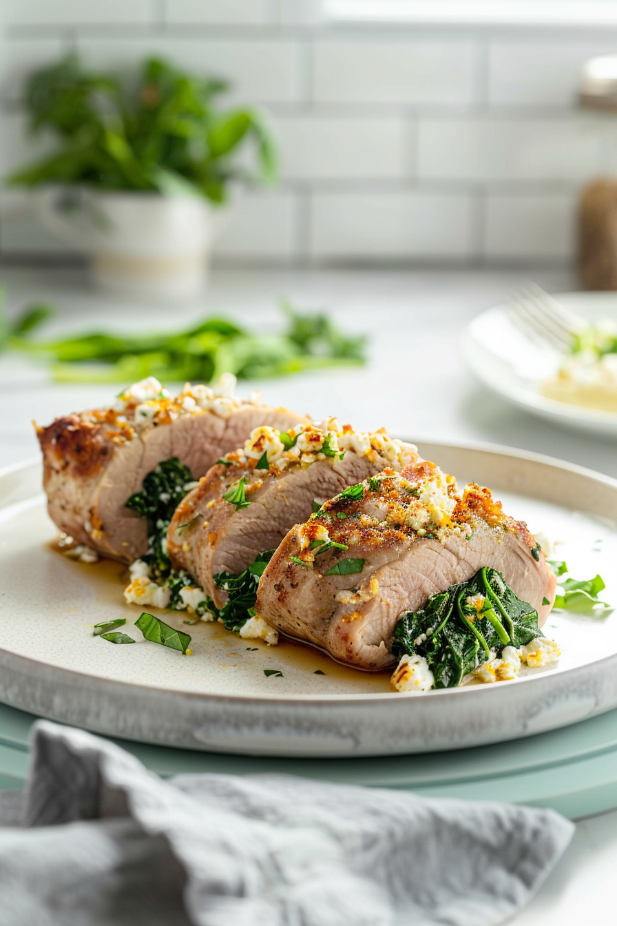 Keto Stuffed Pork Tenderloin with Spinach and Feta