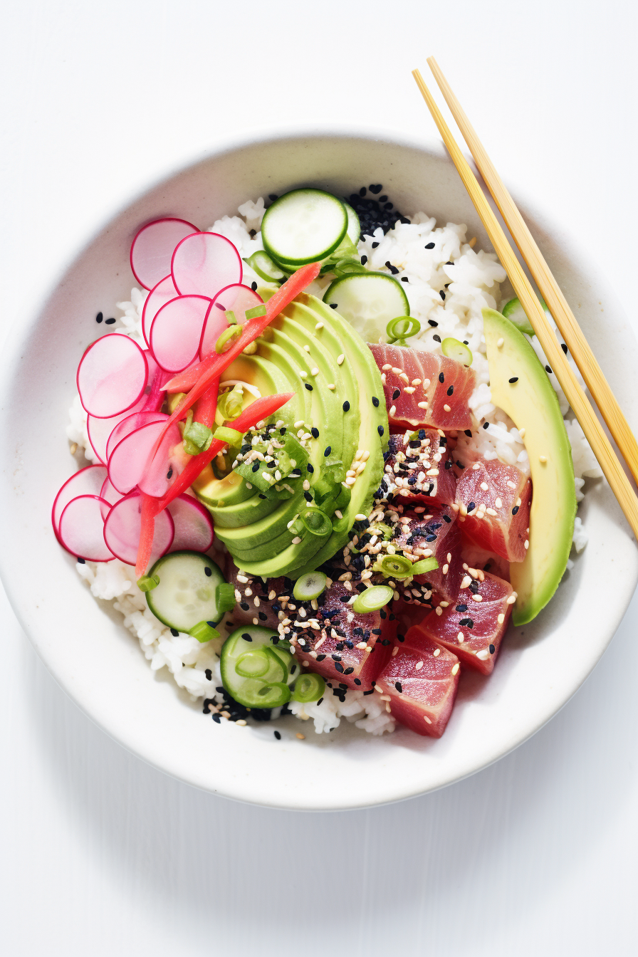 Keto Tuna Poke Bowl with Cauliflower Rice