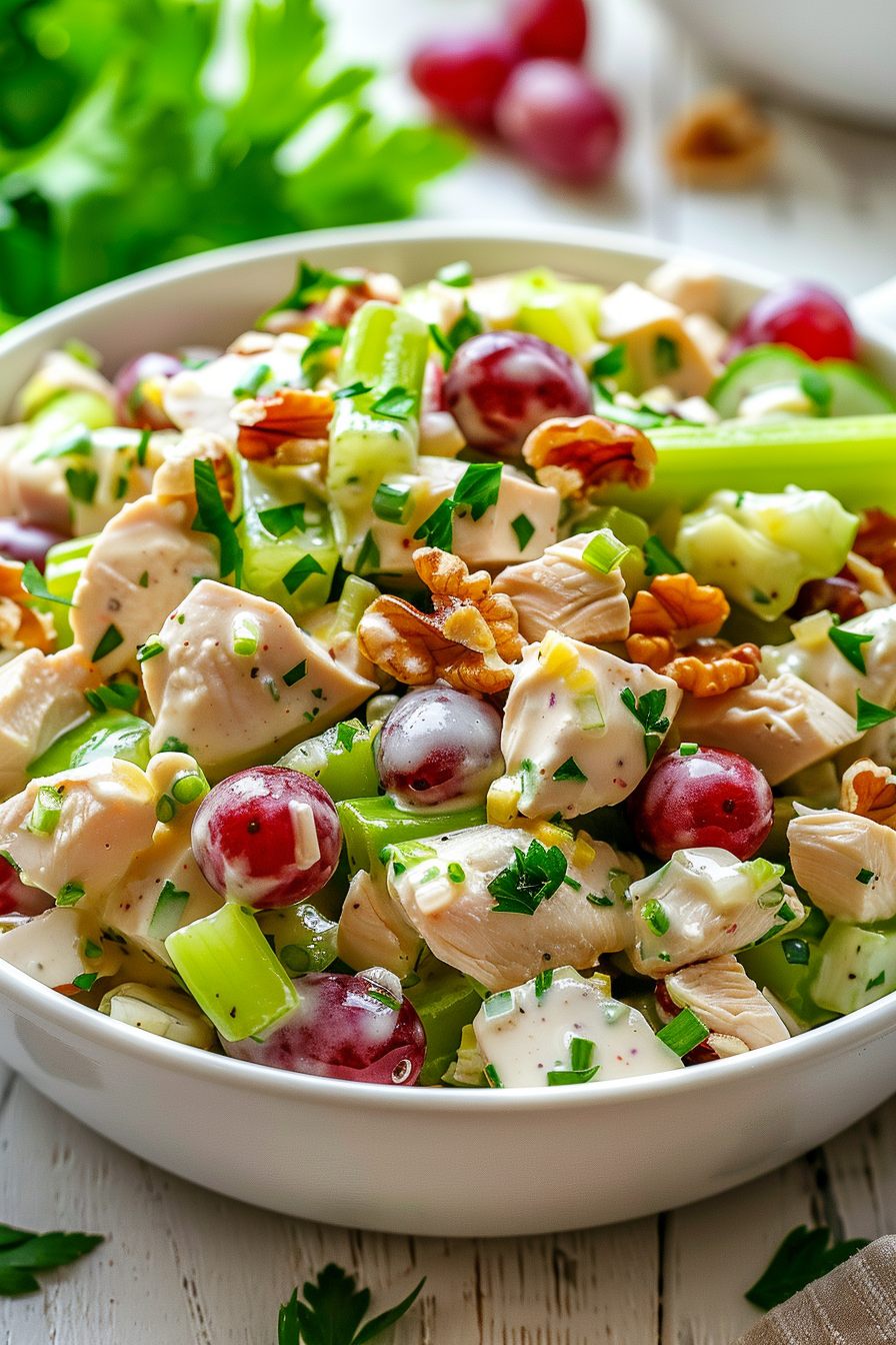 Keto Waldorf Chicken Salad Served