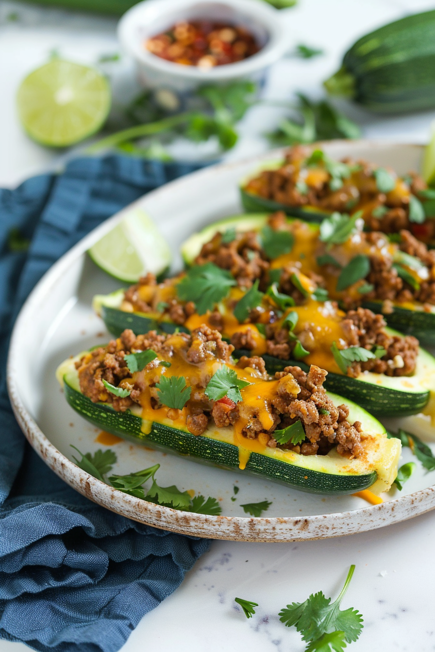 Preparing Keto Zucchini and Ground Beef Tacos