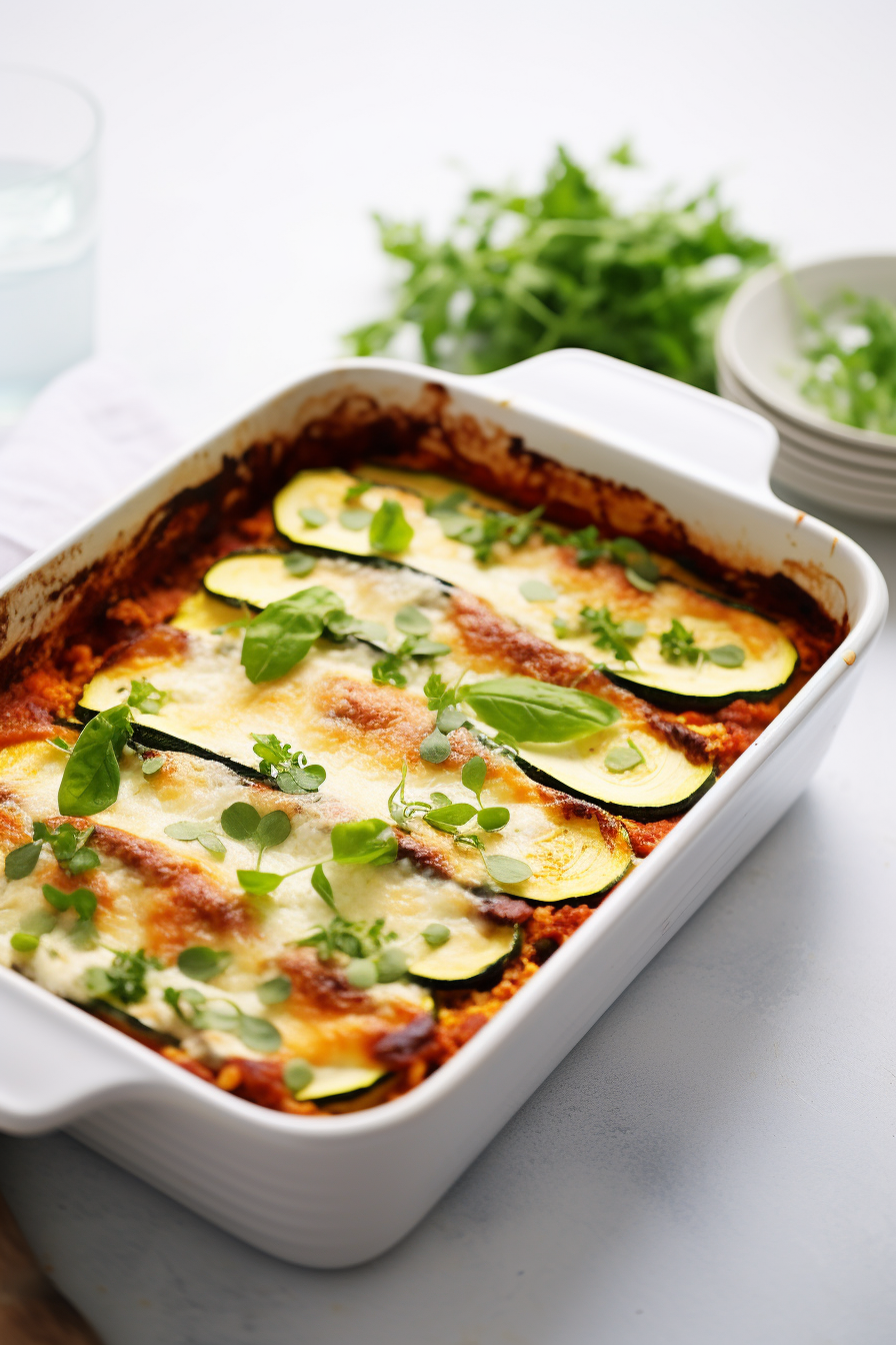 Layering Keto Zucchini Lasagna