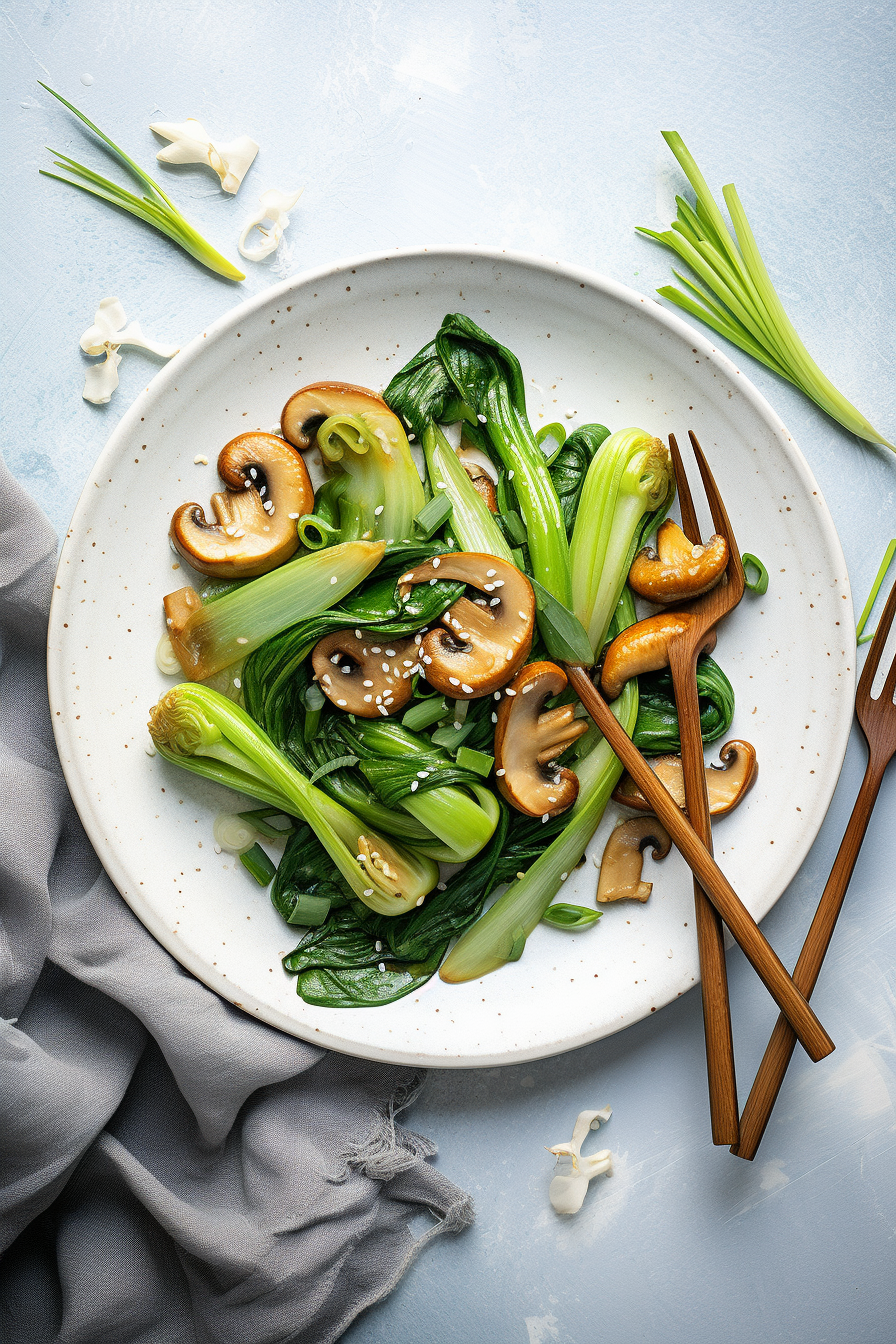 Ingredients for Low-Carb Asian Bok Choy and Mushroom Stir-Fry