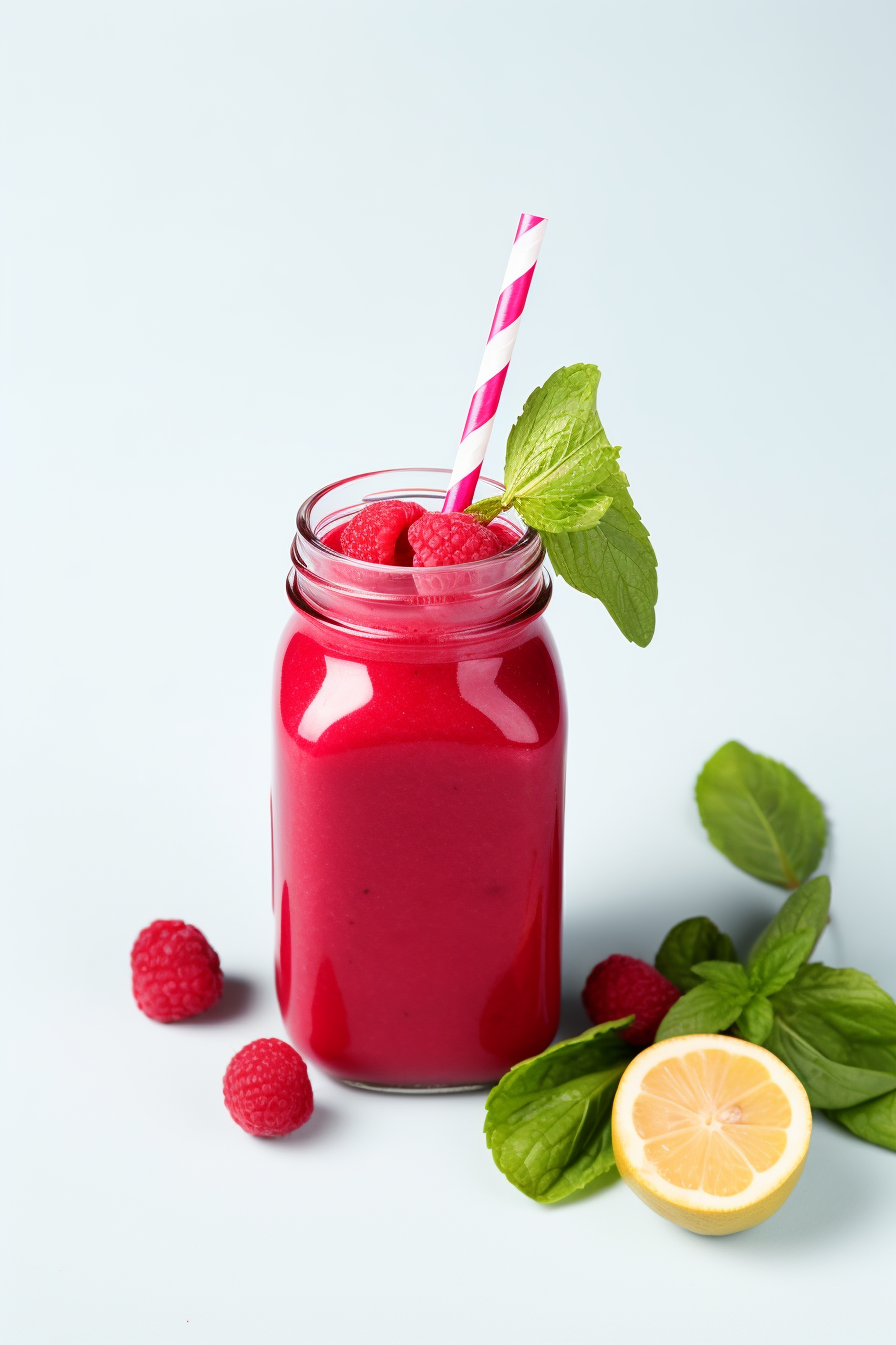 Straining Low-Carb Beetroot and Raspberry Detox Juice
